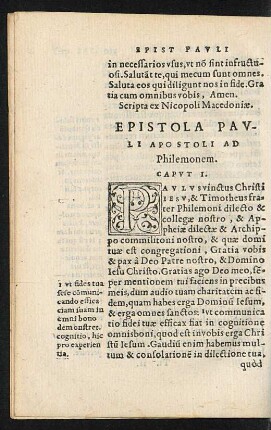 Epistola Pauli Apostoli Ad Philemonem.
