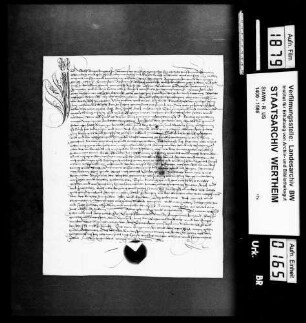 Wolf Bauer, Bürger zu Löwenstein (Lewenstein), und Margaretha, seine Ehefrau, verkaufen an benannte Heiligenpfleger zu Löwenstein (Lewenstein) 18 Böhmische jährlichen Zins um 18 Gulden.