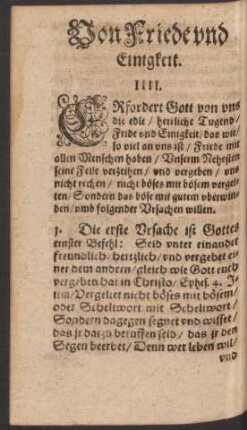 Von Friede und Einigkeit.