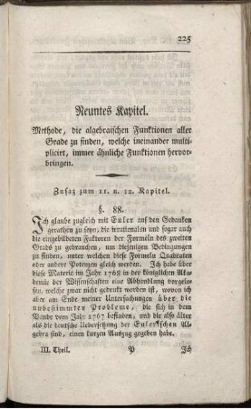Neuntes Kapitel. Algebraische Functionen aller Grade.