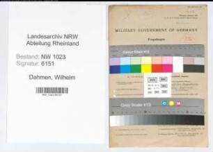 Entnazifizierung Wilhelm Dahmen , geb. 10.03.1907 (Kaufm.Angest.)