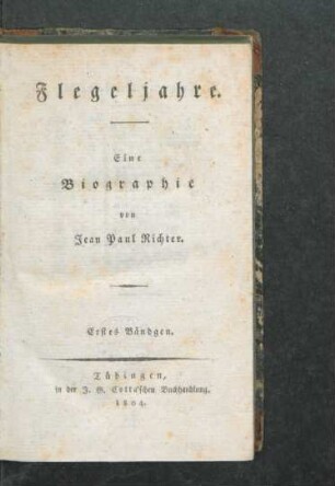 Bdch. 1: Flegeljahre