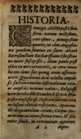 Vera et realis Christi praesentia in sanctissimis miraculis sacramento : quod Augustae Vind. in ecclesia S. Crucis visitur