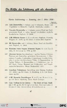 Vierter Auktionstag – Samstag, den 7. März 1936 (Nr. 630-822)