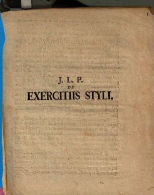 J. L. P. De Exercitiis Styli