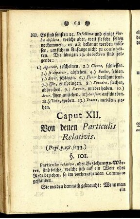 Caput XII. Von denen Particulis Relativis.