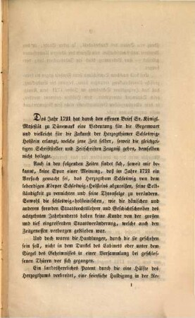 Die Vorgänge des Jahres 1721 im Herzogthum Schleswig mit Rücksicht auf den veröffentlichten Auszug des Commissionsbedenkens : eine staatsrechtliche Untersuchung