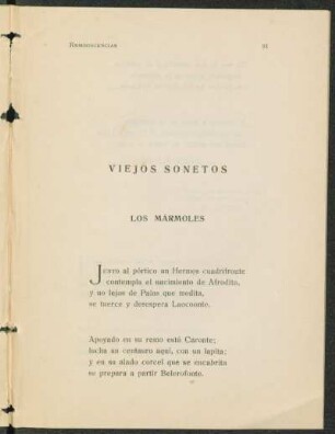 Viejos sonetos - Los mármoles