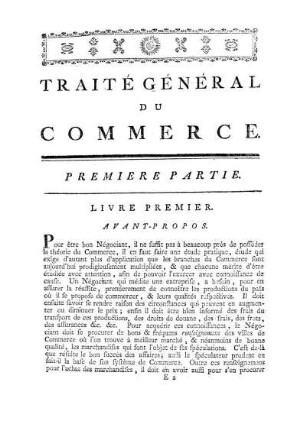 Livre Premier. Avant-Propos