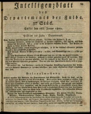 3tes Stueck, den 16ten Januar 1809