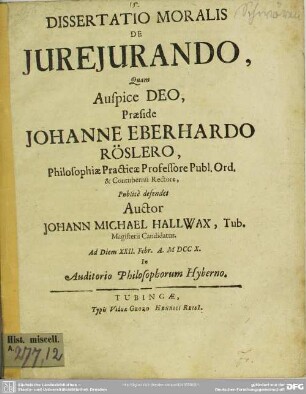 Dissertatio Moralis De Iureiurando
