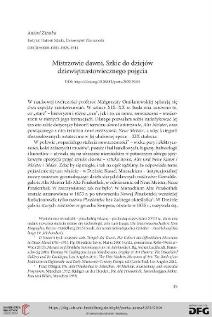 Mistrzowie dawni : Szkic do dziejów dziewiętnastowiecznego pojęcia