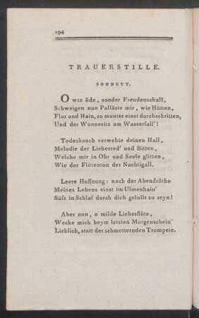 Trauerstille. Sonnett