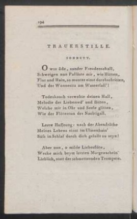 Trauerstille. Sonnett