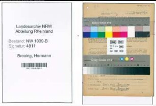 Entnazifizierung Hermann Breuing , geb. 07.03.1889 (Angestellter)