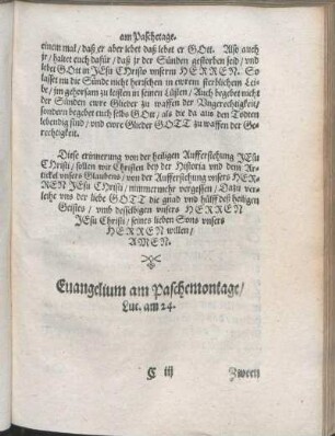 Euangelium am Paschemontage/ Luc. am 24.
