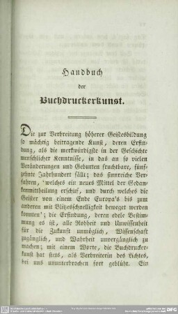 Einleitung. Handbuch der Buchdruckerkunst
