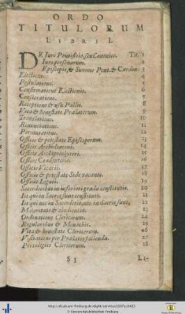 Ordo Titulorum.