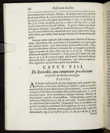 Caput VIII. De Remediis, quæ competunt pro obtinen dis salaris & illorum privilegiis.