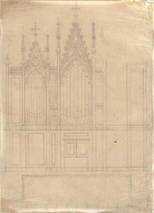 Zocher, Ernst; Architektonische Entwürfe - Orgel (Grundriss, Aufriss)