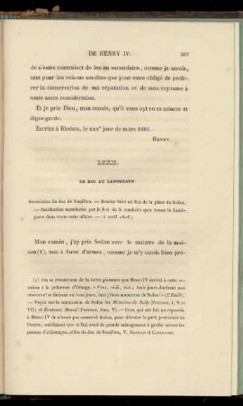 LXXII. Le Roi au Landgrave (5 avril 1606)