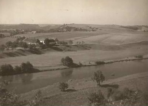 Zschopautal : Mittelsächsisches Hügelland. Töpelner Gleithang vom Bischofsberg über die Zschopau gegen Westen