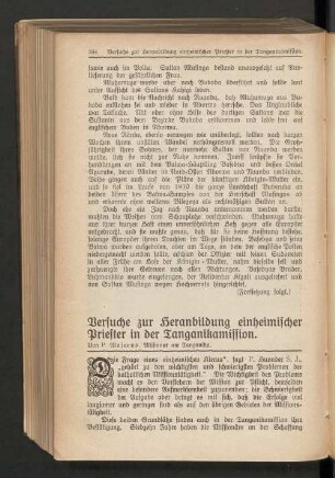 Bersuche zur Heranbildung einheimischer Priester in der Tanganikamission