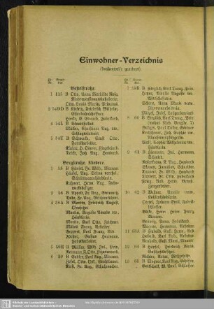 Häuserbuch : Einwohner-Verzeichnis (Straßenweise geordnet)