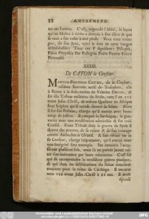 XXXIII. De Caton le Censeur.