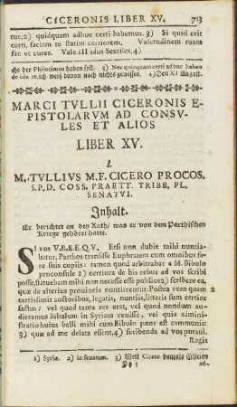 Epistolarum Ciceronis Liber XV.