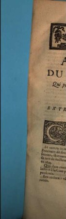 Arrest Du Parlement, Qui pourvoit à la subsistance des Pauvres mandians : Du 19. Avril 1709.