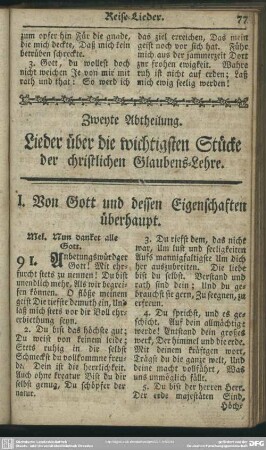 Zweyte Abtheilung. Lieder über die wichtigsten Stücke der christlichen Glaubens-Lehre