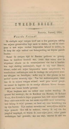 Tweede brief. Batavia, Januarij 1854