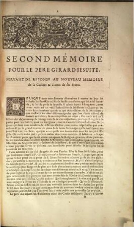 Second Mémoire Pour Le Pere Girard, Jesuite, Servant De Reponse Au Nouveau Memoire de La Cadiere & de ses Freres