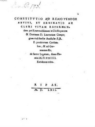 Constitutio ad removendos abusus et ordinatio ad Cleri vitam reformandam