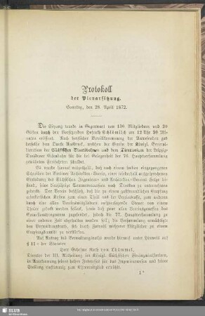 Protokoll der Plenarsitzung : Sonntag, den 28. April 1872