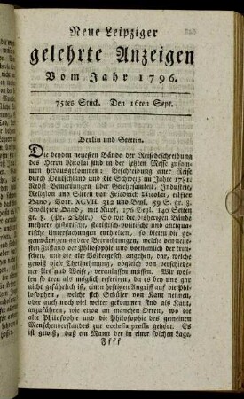 75tes Stück. Den 16ten Sept.