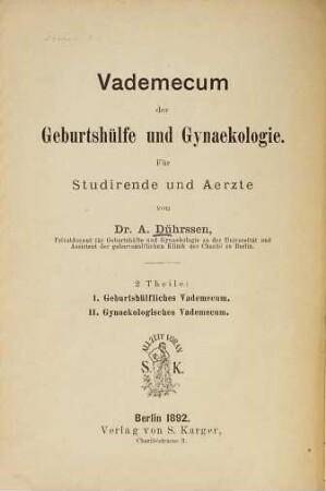 Vademecum der Geburtshilfe und Gynaekologie : für Studierende und Ärzte, II