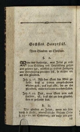 Sechstes Hauptstuek: Vom Glauben an Christum