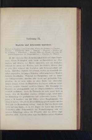Vorlesung IX. Mastitis und Abscessus mammae.
