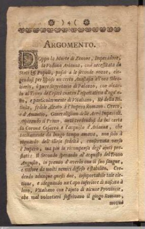 Argomento. / Innhalt der Opera.