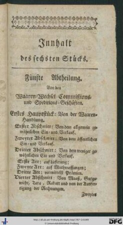 Innhalt des sechsten Stücks.