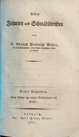Ueber Injurien und Schmähschriften, 3. Abtheilung