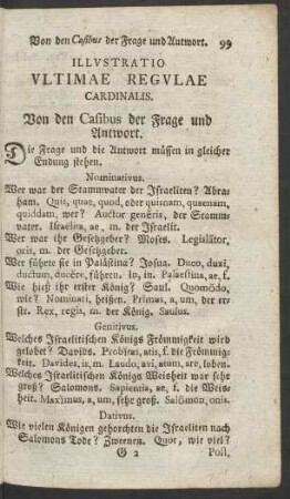 Illustratio Ultimae Regulae Cardinalis. Von den Casibus der Frage und Antwort.