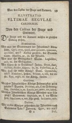 Illustratio Ultimae Regulae Cardinalis. Von den Casibus der Frage und Antwort.