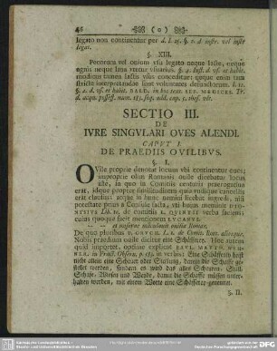 Sectio III. De Iure Singulari Oves Alendi