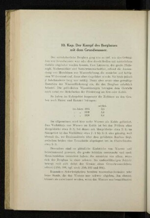 10. Kap. Der Kampf des Bergbaues mit dem Grundwasser.
