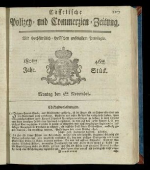 46tes Stueck, Montag den 9ten November 1801