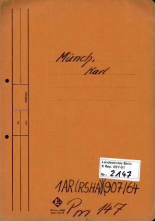 Personenheft Karl Münch (*02.05.1898), SS-Hauptsturmführer