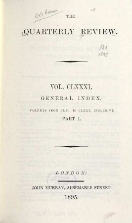 The quarterly review. 181. 1895